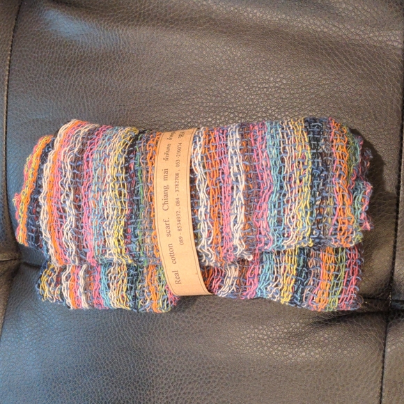 NWT 🧣Thailand made cotton scarf ~ multicoloured - Picture 4 of 4